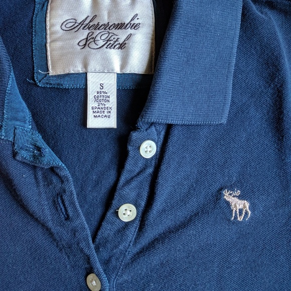 NWOT A&F navy blue polo shirt S - Picture 3 of 5